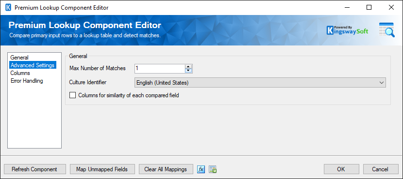 Premium SSIS Lookup - comparison settings